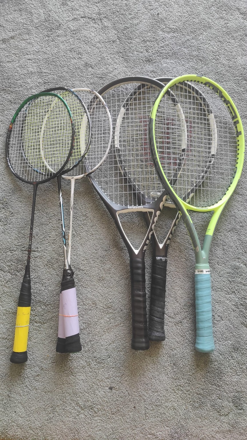 A collection of rackets restrung by NKProString